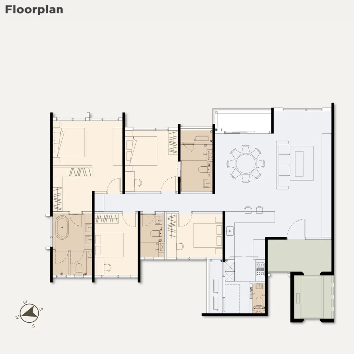 Type A floorplan — 4 bedrooms, 4 bathrooms