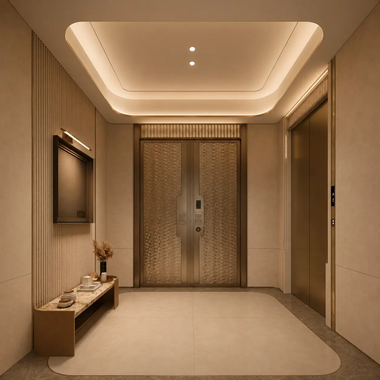 Private foyer opening directly into the home entrance